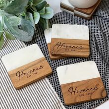 1pc, Marble Coasters, Beautiful Gifts For Bridal Parties, High-End Table Decorations, Custom Bridesmaid Coasters, Custom Bridesmaid Gifts, Exquisite Gift Coasters, Special Gifts For Valentine's Day And Unique Wedding Souvenirs,Brunch-Ready