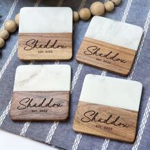 1pc, Marble Coasters, Beautiful Gifts For Bridal Parties, High-End Table Decorations, Custom Bridesmaid Coasters, Custom Bridesmaid Gifts, Exquisite Gift Coasters, Special Gifts For Valentine's Day And Unique Wedding Souvenirs,Brunch-Ready