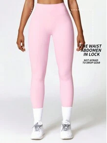 Yefecy Seamless Workout Leggings For Women Gym Yoga Pants Scrunch Butt Lift Leggings High Waist Tummy Control Tights - Pink - View 2