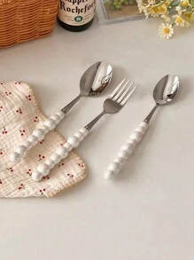 1/2/4/6/12 Stück einzigartiges Besteckset mit Perlmuttgriff aus Keramik, bestehend aus Steakmessern, Dessertgabeln und Löffeln - kreative Küchenhelfer und Accessoires, einschließlich Messer, Gabeln und Löffel - perfekt für den täglichen Gebrauch, Geburtstagsfeiern, Feiertage und als Schulmaterial