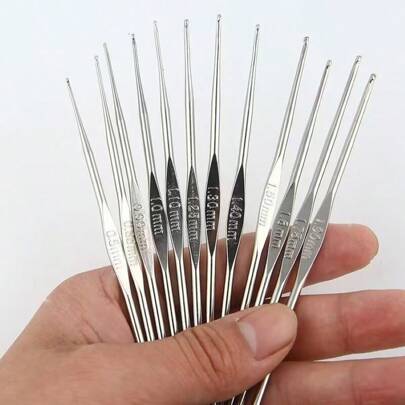 12/15pcs Crochet Hook Mix Size 0.6mm To 1.9mm Stainless Steel Knitting Hooks Needles DIY Craft Yarn Sewing Needle For Mom's Gift