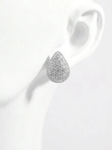Vaerine 1 对优雅复古 925 纯银方晶锆石泪珠设计耳钉，适合女性聚会和礼物