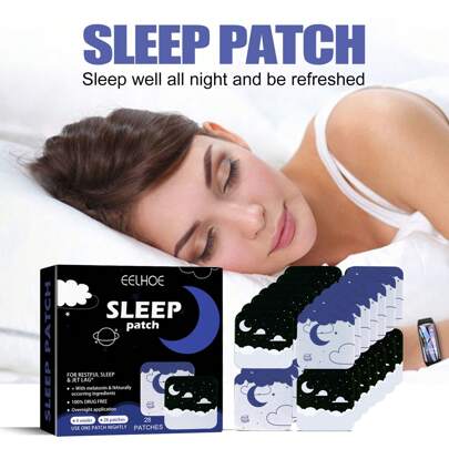 28 Pcs/Bag Sleep Plasters Stress Anxiety Improvement Insomnia Brain Relaxation Stickers Personal Accessories Sleeping Aid Patches For Adults Extra Strength,School,Back To School,Travel,Travel Essentials,Home Essentials,Eye Mask,Sleep Mask