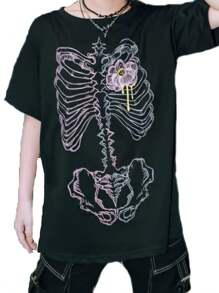 Grunge T Shirts Women Teen Girl Y2k Aesthetic Vintage Graphic Short Sleeve Baggy Top Emo Gothic Punk Oversized Tees - White - View 7