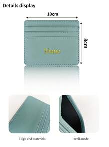 Spersonalizowane spersonalizowane inicjały nazwa 3D grawerowane złoty proces tłoczenia na gorąco ultracienki skórzany mini portfel w jednolitym kolorze smukły portfel na karty kredytowe męski biznesowy mały dowód osobisty dla kobiet portfel 4 gniazda uchwyt na karty prezent walentynki,portfele i torby damskie,Tendencia Local