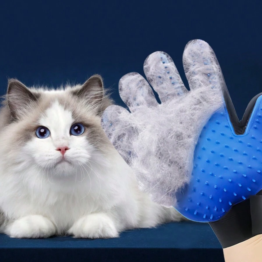 1 Piece Pet Massage Bath Glove Quick Cat Dog Hair Remover Glove Floating Hair Remover Beauty Glove For Cats And Dogs - 藍色 - 查看 1