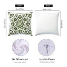4 件套绿色简约日常莫里斯图案靠垫套，单面印花桃色天鹅绒材质，45*45/50*50/40*40 厘米枕套，适用于现代布艺沙发，室内装饰，派对装饰，礼物