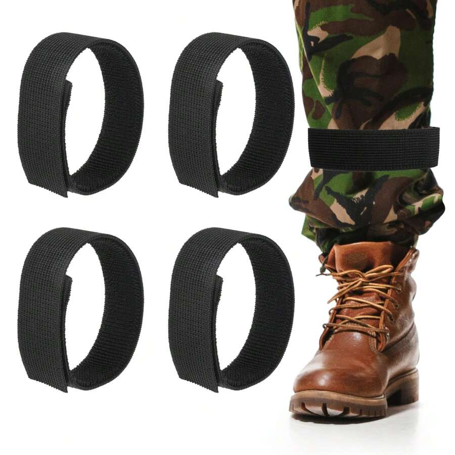 4 PCS Cowboy Boot Straps Ankle Strap Boot Blousers Boot Snake Bootstraps Elastic Boot Adjustable Boot Blousers For Gardening Hiking Cycling Fishing Running Hunting - Black - View 1
