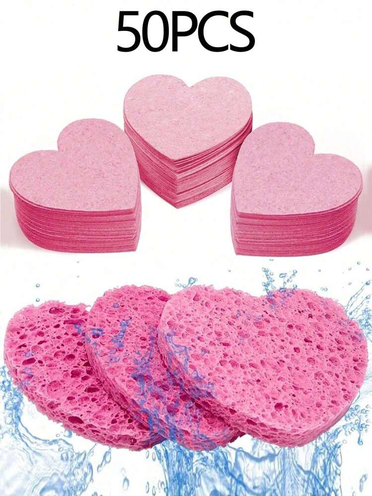 50 pièces/5 pièces/10 pièces/20 pièces Nouvelles éponges de lavage du visage compressées en forme de cœur, tampons de démaquillage et de nettoyage, maquillage, bon marché, décoration de chambre, coiffeuse, voyage, chambre à coucher, accessoires de maquillage, tampon, mélangeur de maquillage, houppette, éponge de maquillage