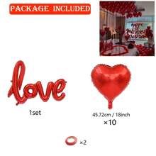 50 đồ trang trí màu đỏ - Biểu ngữ kỷ niệm vui vẻ, Bóng bay lá polyester hình trái tim màu đỏ, Bóng bay "LOVE" lớn, Bộ ngày lễ tình nhân với ruy băng đỏ, Thích hợp cho kỷ niệm, Đồ trang trí ngày lễ tình nhân, Đám cưới, Tiệc chia tay thời con gái - Đỏ - Xem 7