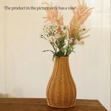 1pc Vintage Flower Vase, Rattan Woven Vase,Hand-Woven Flower Basket For Bookshelf, Bathroom, Bedroom, Shelves, Living Room, Farmhouse, Office, Table Decor Home Decor Room Decor Glass Vase