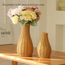 1pc Vintage Flower Vase, Rattan Woven Vase,Hand-Woven Flower Basket For Bookshelf, Bathroom, Bedroom, Shelves, Living Room, Farmhouse, Office, Table Decor Home Decor Room Decor Glass Vase