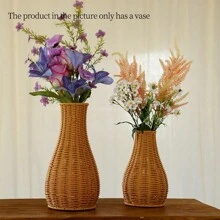 1pc Vintage Flower Vase, Rattan Woven Vase,Hand-Woven Flower Basket For Bookshelf, Bathroom, Bedroom, Shelves, Living Room, Farmhouse, Office, Table Decor Home Decor Room Decor Glass Vase
