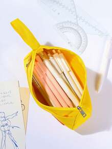 1pc Large Capacity Solid Color Pencil Case, Boys And Girls' School Stationery Bag