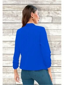 Blazer Casual Manga 3/4 Modelo Tejeda 2 Marca Epifania - Azul - Ver 2