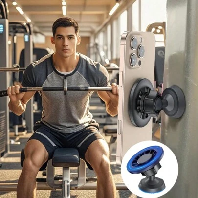 健身用磁性手机支架，健身/高尔夫球车用双磁性手机支架 - 健身伴侣磁性手机支架，健身/高尔夫自拍必备配件，兼容 、Android 手机，生日、家人、朋友礼物，手机支架，手机配件