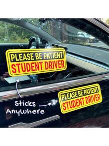 2pcs/Set Beginner Driver Self-Adhesive Stickers, 10.3x4 Inches, Removable Car And Window Student Novice Driver DIY Decals, PVC Stickers - 2 Beginner Driver Stickers - View 7
