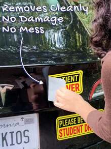 2pcs/Set Beginner Driver Self-Adhesive Stickers, 10.3x4 Inches, Removable Car And Window Student Novice Driver DIY Decals, PVC Stickers - 2 Beginner Driver Stickers - View 2