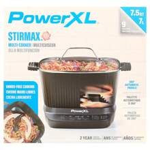 Power XL StirMax 7.5 Qt Multi-Cooker With Auto Stir/Shred Paddle And 9 Presets, Matte Black