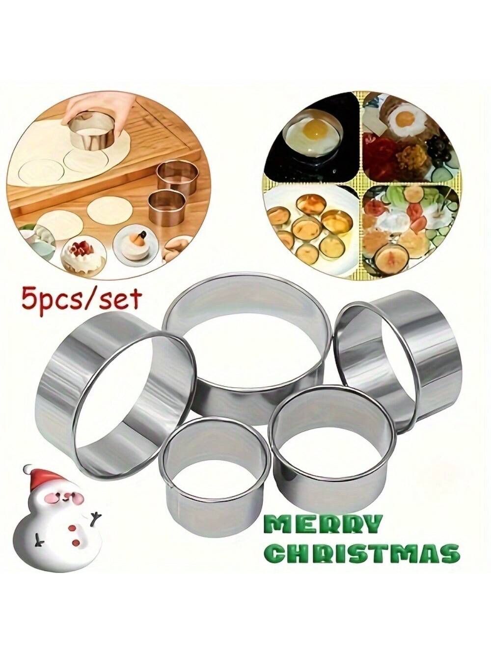 مجموعة 5 قطع، قاطع عجينة خبز البسكويت، قالب الفوند...