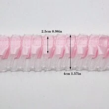 Double Layer Transparent Tulle Fabric With Pleated Ruffled Edges, Polyester Fabric Lace Trim For DIY Doll, Sewing And Craft Projects