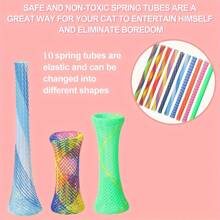 10 pièces Jouets de printemps colorés pour amateurs de chats et mères de chats - tubes en spirale en plastique interactifs pour le jeu, la chasse et le grattage d'un chaton d'intérieur (couleurs aléatoires)
