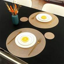 4/8/12/16 件金色麦穗 PVC 防滑耐热桌垫，欧式餐桌装饰，隔热桌布，厨房配件，适用于厨房、餐桌、酒店、家居装饰、派对、节日、圣诞节、情人节、日常必需品、个性化礼品、秋季装饰、返校季 - 金色 - 查看 11