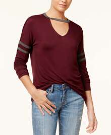 Juniors' Striped Choker Top