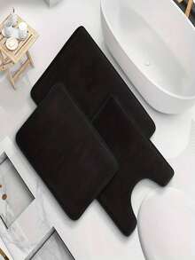 1/3pcs Bathroom Rugs Sets 3 Piece, Velvet Foam Bath Mat - Non-Slip, Machine Washable Bath Rugs-Dries Q - Camel - View 9