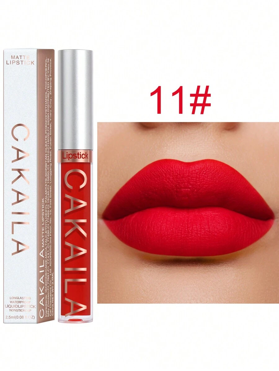 啞光唇彩,1入組絲絨防水持久穿戴高度色素沉著不粘杯子液體口紅 - 酒紅色 - 查看 1