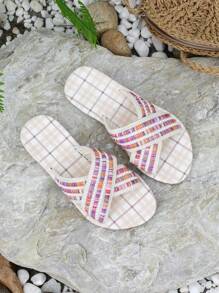 Stylish And Comfortable Peep-Toe Pink Slippers For Girls Breathable Light Beach Slippers For Outdoor Activities - Pink - View 3