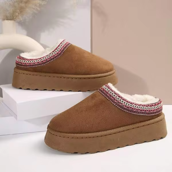 Women's Slippers - Warm, Durable, And Non-Slip For Outdoor Comfort. Thick Soles With Platform Snow Boot Design For Winter Wear