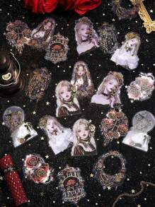 20pcs Vintage Themed Stickers For Scrapbooking, Bullet Journaling, And Craft DIY - Multicolor - View 5