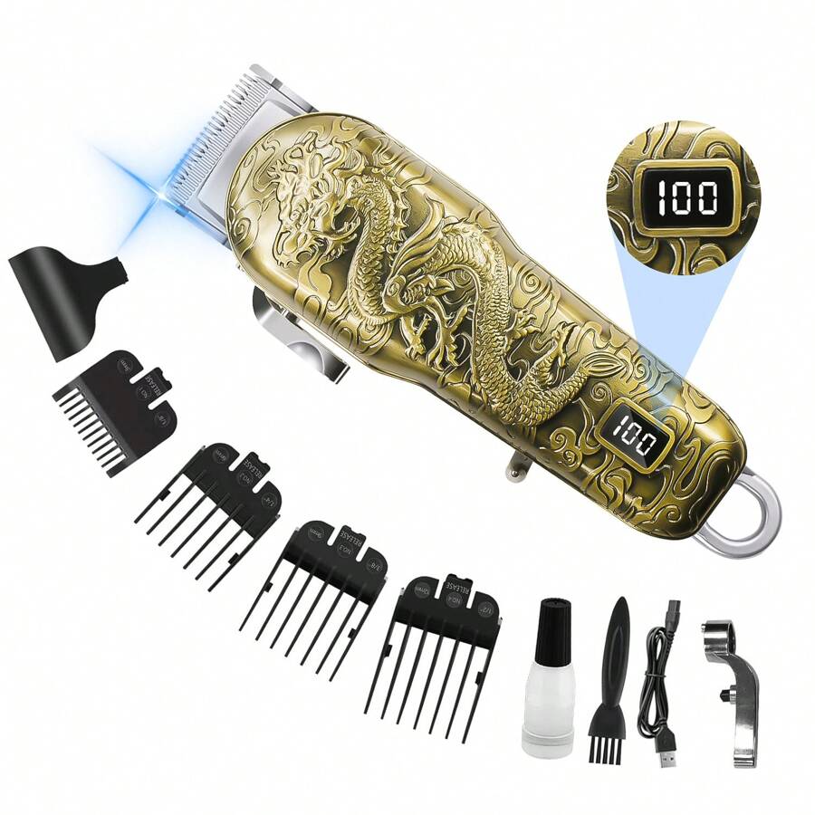 Hair Cutting Machine, Rechargeable Precision Hair Clipper, Men's Shavers With 4 Guide Combs USB Charging - Bronze - View 1