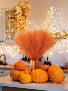 10/20/30/40 株人造芦苇草，高 54 厘米（21.27 英寸）。蓬松丝质人造芦苇草花。波西米亚风格装饰。适用于情人节、母亲节、春季家居装饰、客厅、厨房、婚礼、花瓶、卧室、房间、花园等。 - 亮橘色 - 查看 8