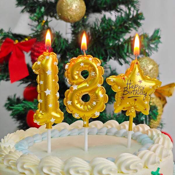 1 pièce Bougie digitale dorée, forme 0-9, bougie étoile, bougie de décoration de gâteau d'anniversaire, convient pour la décoration de gâteau d'anniversaire, mariage, anniversaire, fête de remise des diplômes, fête du Nouvel An, bougie digitale.