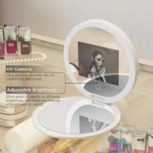 Compact Mirror With UV Camera Sunscreen Test Portable Travel Mirror For Sun Protection Lighted Makeup Mirror 2X Magnification Pocket Mirror For Handbag - as pic - View 8