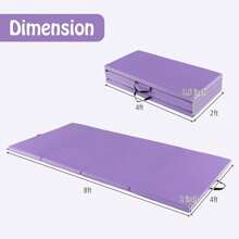 Gymnastics Mat, 4' X 8' X 2" Folding Exercise Mat Thick W/Carry Handles & Sturdy Stitching Waterproof PU Leather Cover, Tumbling Mat For Yoga Stretching Aerobics Martial Arts Home Gym, Trifold - Purple - View 2