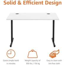 Simple Office Computer Desk White Top Black Frame Rectangular Easy Assembly 120 X 60 X 73.6 Cm - White1 - View 5