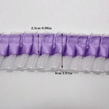 Double Layer Transparent Tulle Fabric With Pleated Ruffled Edges, Polyester Fabric Lace Trim For DIY Doll, Sewing And Craft Projects