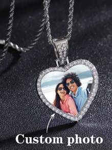 Customized Picture Necklace, Photo Pendant For Wife, Personalized Photo Heart Necklace Engraved With Your Special Moments Gold, Silver Stylish Valentines, Gold, Frosted Gold, Stylish, Colorful, Vintage, Simple, Unisex, Casual, Cuties, Custom, Personalized, Unique, Ideal Gifts For Him, Ideal Gifts For Her, Her, Boyfriend, Girlfriend, Dad, Mom, Family, Friends, For Anniversaries, For Birthdays, For Graduation, For Prom, For Party, Prom Season