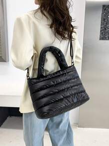 peach tree Tote Bag, Nylon Waterproof Handbag, Minimalist Style, Large Capacity Foldable Shoulder Bag, Suitable For Daily Commute, Shopping, Travel, Party, Cosmetic Storage, Gift For Girlfriend, Latest Fashion , Autumn Inspiration From Peach Tree Brand, Spacious Size