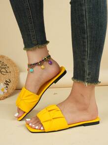 Women's Summer Flip Flops, Non-Slip Soft Bottom Casual Slippers, Outdoor Sandals, Beach Slides, Fashion Square Toe Slippers