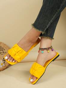 Women's Summer Flip Flops, Non-Slip Soft Bottom Casual Slippers, Outdoor Sandals, Beach Slides, Fashion Square Toe Slippers