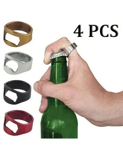 4 piezas Abrebotellas de acero inoxidable de colores - Adecuado para botellas de leche, café, agua con gas, jugo