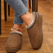 Women's Slippers Platform Snow Boots Thickened Flat Boots Warm Shoes For Outdoor Anti-Slip Boot Winter - 深黃色 - 查看 9
