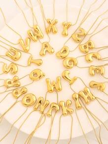 1 Pezzo Collana pendente con 26 lettere in acciaio inossidabile, di stile semplice e alla moda, classico e senza tempo, adatto per uso quotidiano, come regalo, per feste o festival musicali