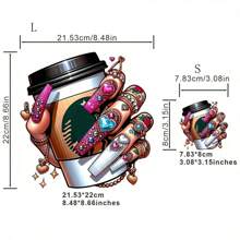1 /2 /3 Coffee Girl Patch Pattern Iron On Transfer Stickers For T-Shirts, Sweatshirts, Jeans, Bags, Jeans, Backpacks, Hats, And Pillows - Multicolor - View 2