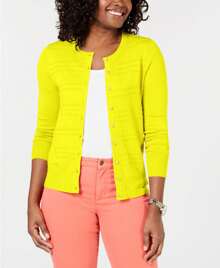 Chaqueta de punto con textura para petite de Charter Club - Amarillo - Ver 1