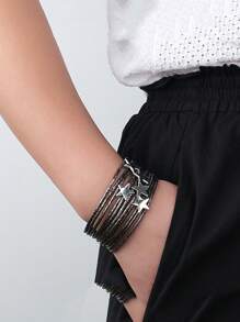 1 件时尚魅力五角星可堆叠手链多层女士缠绕手链适合女性男士、妈妈礼物圣诞节感恩节万圣节婚礼狂欢/舞会/派对/日常配饰周年纪念礼物情人节波西米亚风珠宝生日伴娘礼物 - 彩色 - 查看 10